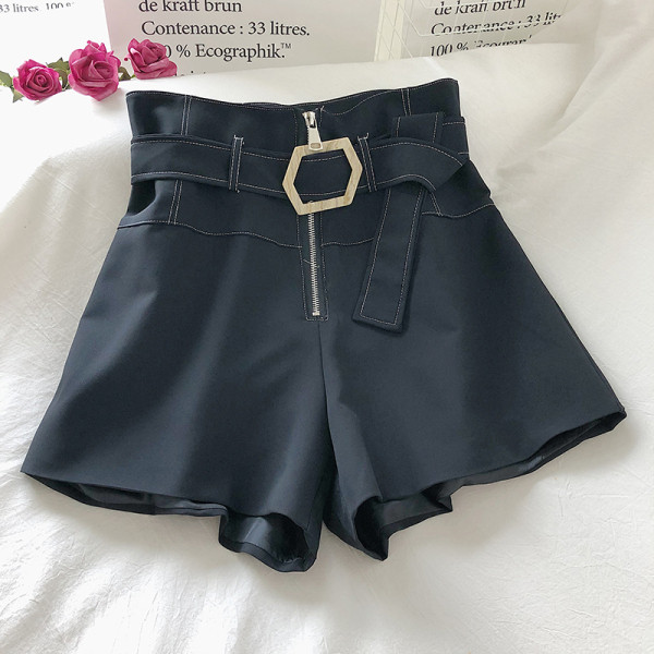 Pantaloni de dama modern model lat cu curea si fermoar