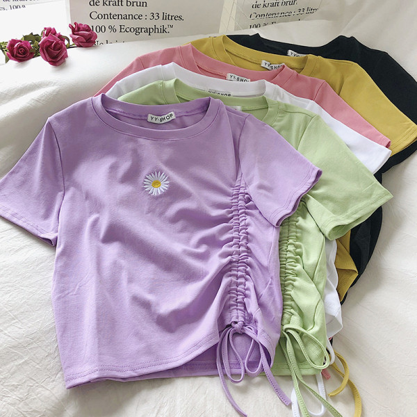 Tricou casual dama cu broderie si cravate