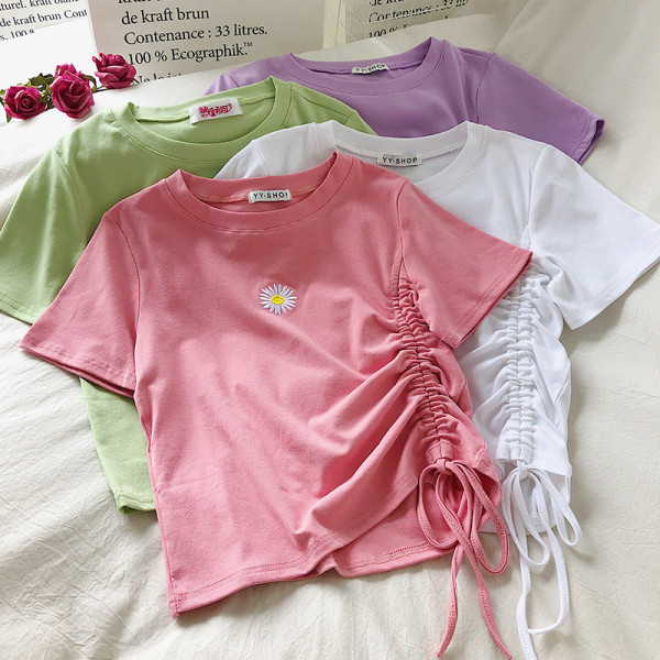 Tricou casual dama cu broderie si cravate