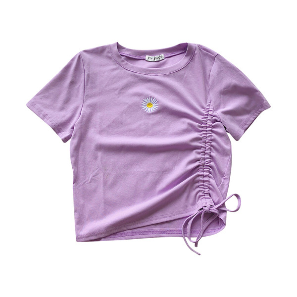 Tricou casual dama cu broderie si cravate