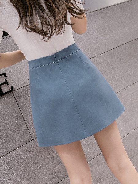 Fusta casual dama cu element de buzunar si talie inalta