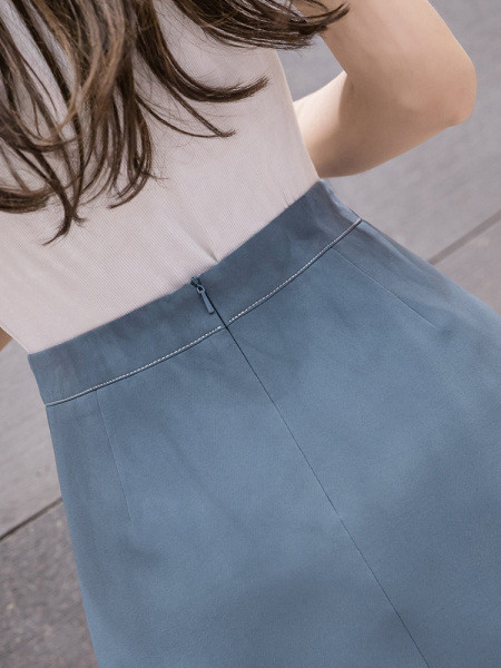 Fusta casual dama cu element de buzunar si talie inalta