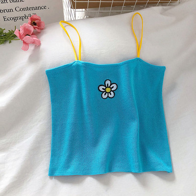 Maieu de zi cu zi pentru damă, cu broderie și bretele subțiri
