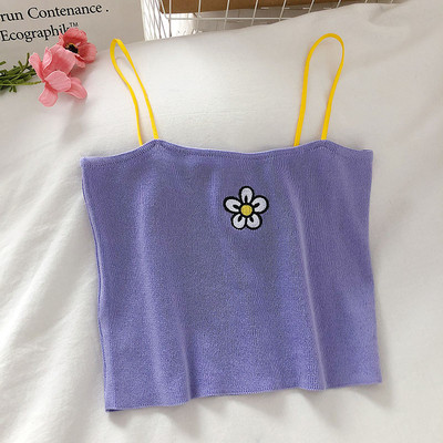 Maieu de zi cu zi pentru damă, cu broderie și bretele subțiri