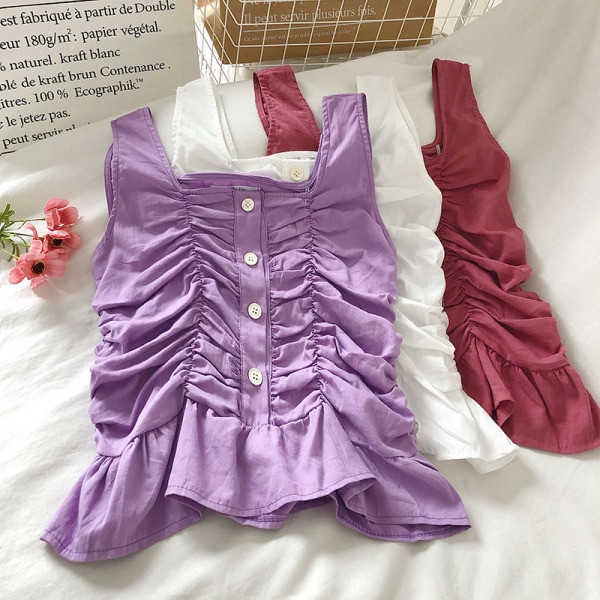 Moodne naiste topp kandilise dekoltee ja nööpidega