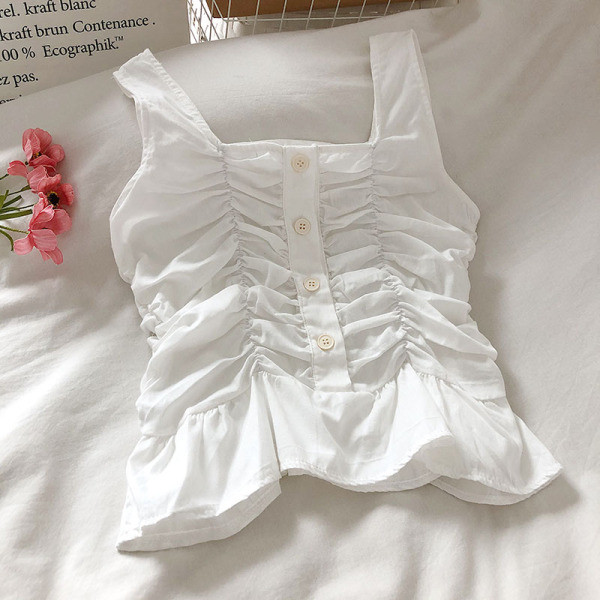 Moodne naiste topp kandilise dekoltee ja nööpidega