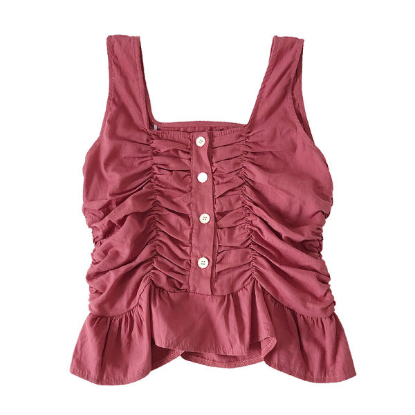 Moodne naiste topp kandilise dekoltee ja nööpidega