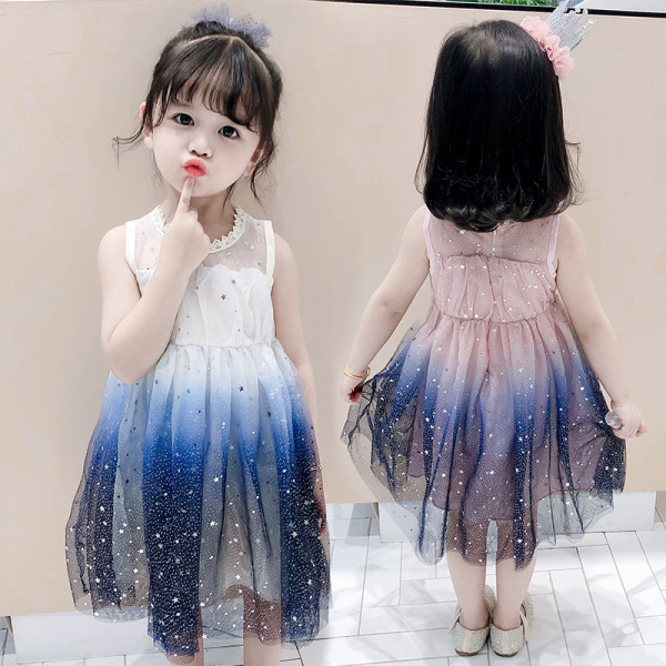 Moderna bērnu kleita ar tilla un apaļu kakla izgriezumu