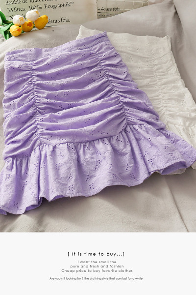 Fusta casual de dama cu talie inalta si bucle