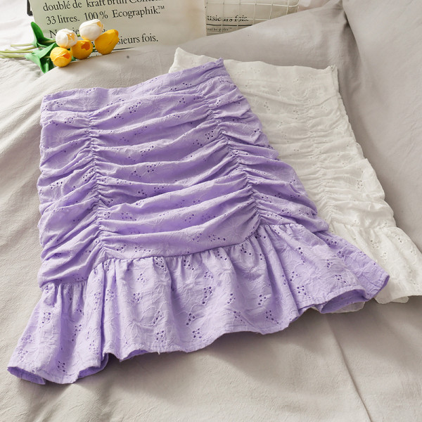 Fusta casual de dama cu talie inalta si bucle