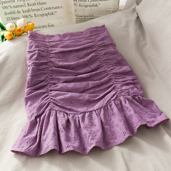 Fusta casual de dama cu talie inalta si bucle