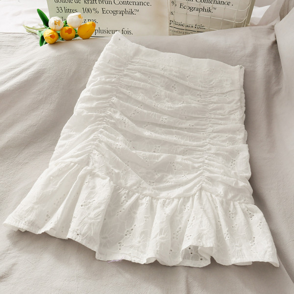 Fusta casual de dama cu talie inalta si bucle