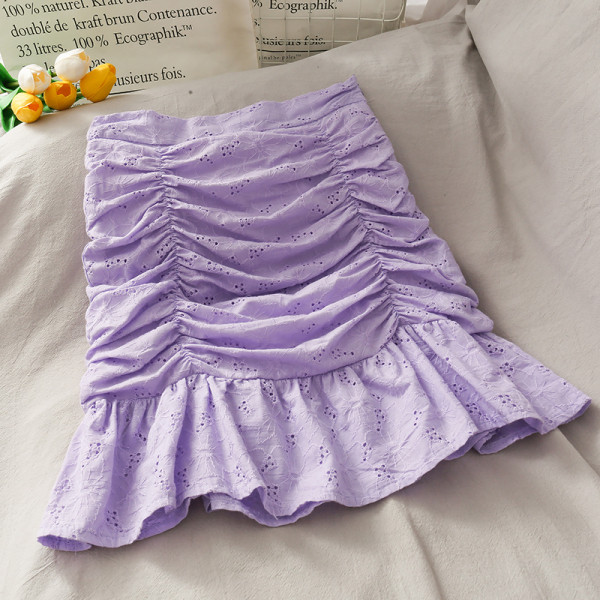 Fusta casual de dama cu talie inalta si bucle