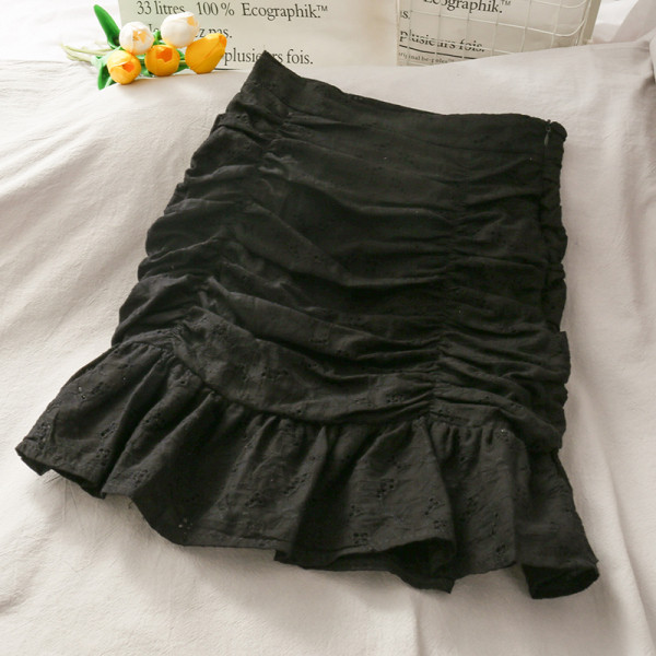 Fusta casual de dama cu talie inalta si bucle