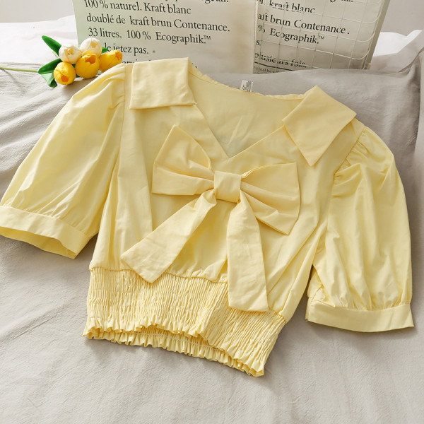 Bluză de damă modernă cu mâneci 3/4 și panglică