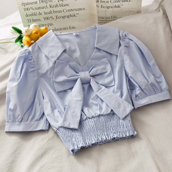 Bluză de damă modernă cu mâneci 3/4 și panglică