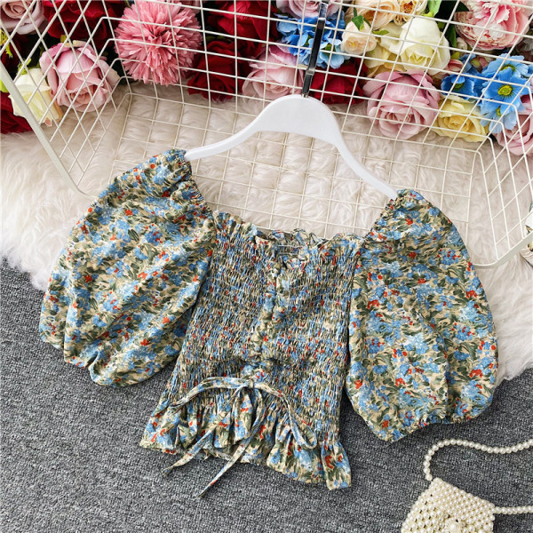 Bluza de dama elastica cu cravate si maneci late