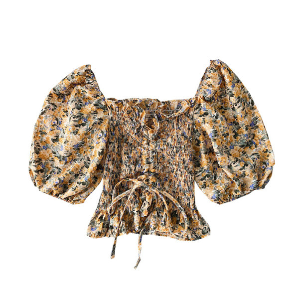 Bluza de dama elastica cu cravate si maneci late