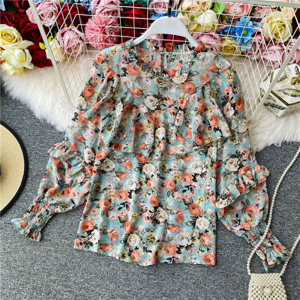 Bluza de dama actuala din sifon cu model floral