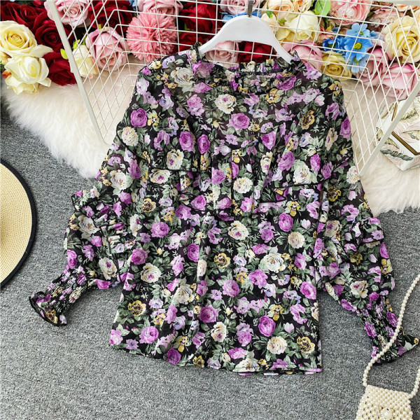 Bluza de dama actuala din sifon cu model floral
