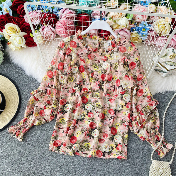 Bluza de dama actuala din sifon cu model floral