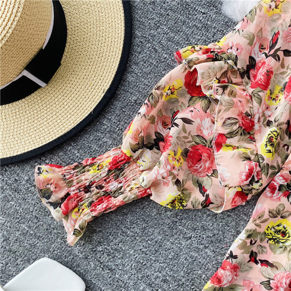Bluza de dama actuala din sifon cu model floral