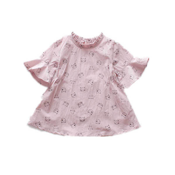 Moodne lootosevarrukate ja ümara kaelusega lastekleit