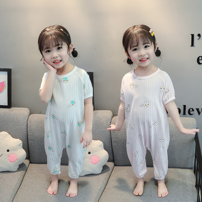 Детска пижама с къс ръкав и обло деколте за момичета 