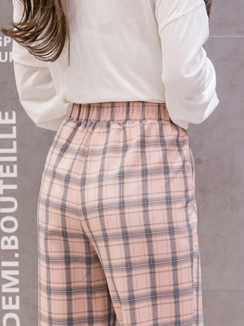 Γυναικείο casual καρό παντελόνι με ελαστική μέση