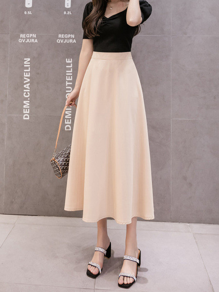 Stiilne kõrge vöökohaga naiste pikk seelik