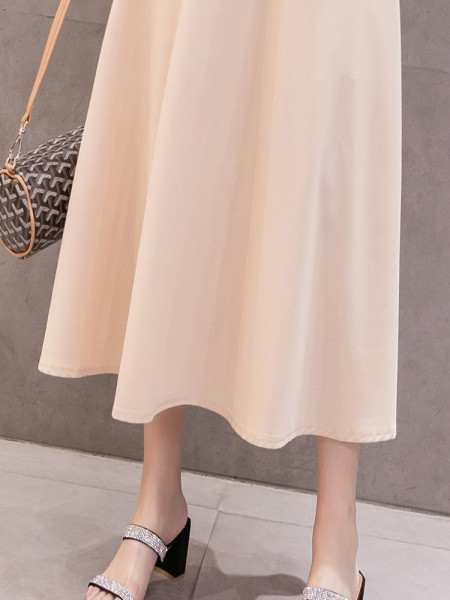 Stiilne kõrge vöökohaga naiste pikk seelik