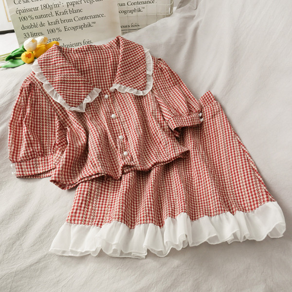 Retro sieviešu svārku un kreklu komplekts