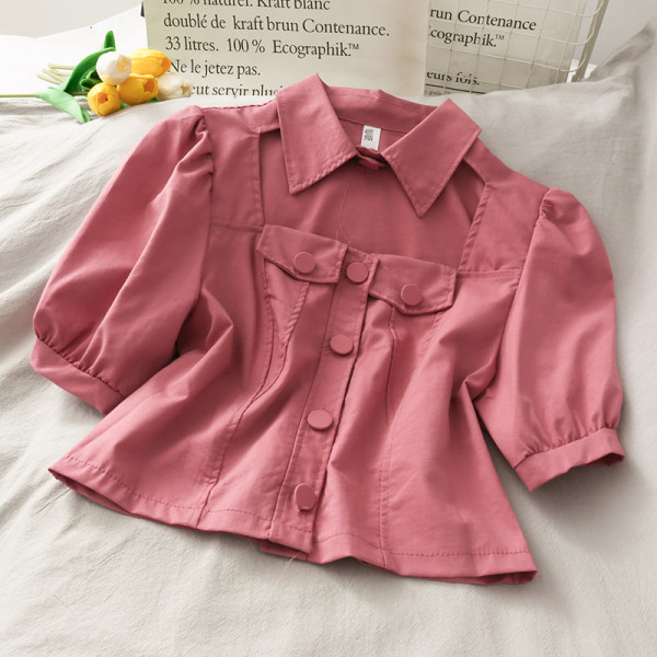 Moderns sieviešu krekls ar 3/4 piedurknēm un klasisku apkakli