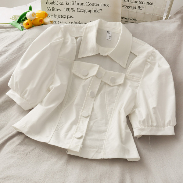 Moderns sieviešu krekls ar 3/4 piedurknēm un klasisku apkakli