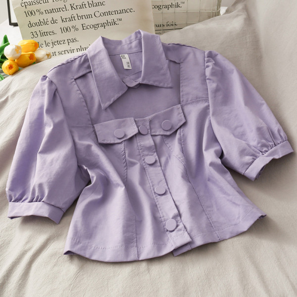 Moderns sieviešu krekls ar 3/4 piedurknēm un klasisku apkakli