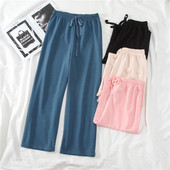 Női széles modellnadrág magas derékkal és megkötővel