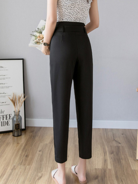 Pantaloni dama 9/10 cu centura in talie