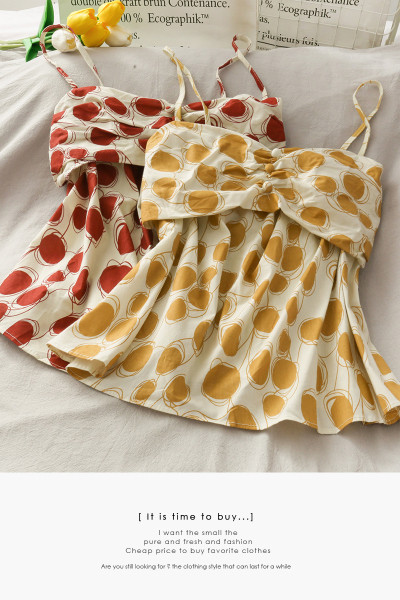 Maieu casual de damă, cu bretele subțiri și imprimeu