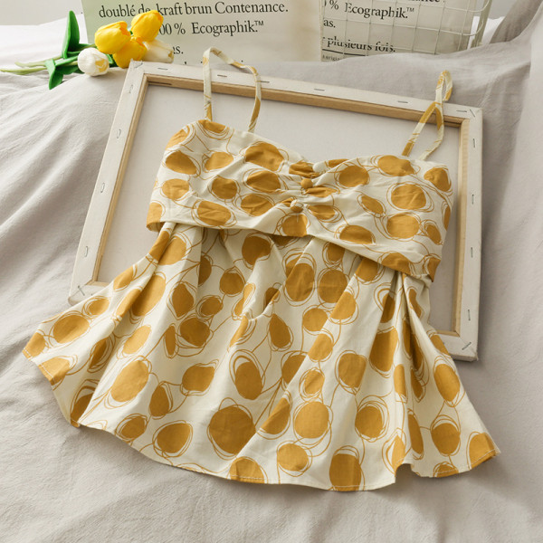 Maieu casual de damă, cu bretele subțiri și imprimeu