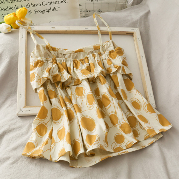 Maieu casual de damă, cu bretele subțiri și imprimeu