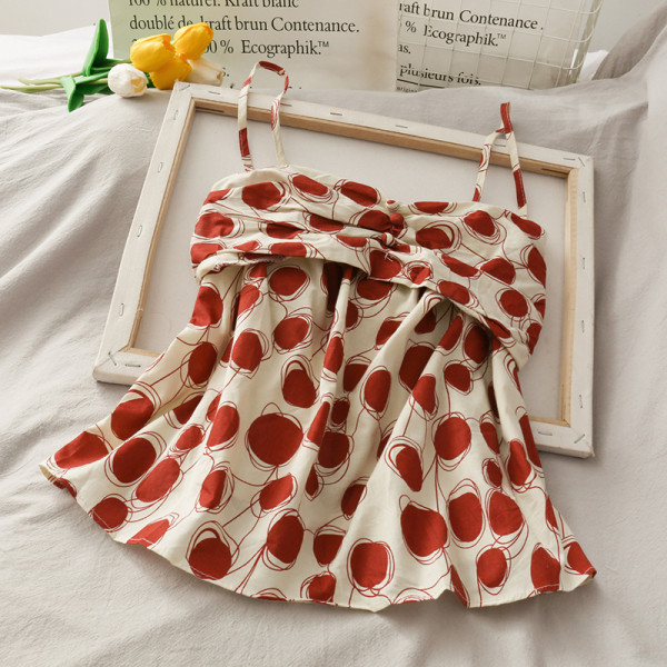 Maieu casual de damă, cu bretele subțiri și imprimeu