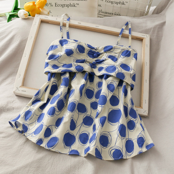 Maieu casual de damă, cu bretele subțiri și imprimeu