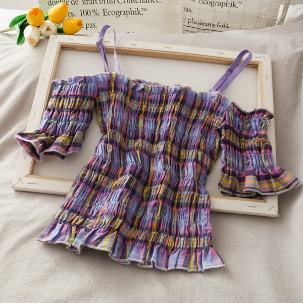 Bluză de damă multicoloră cu mâneci căzute