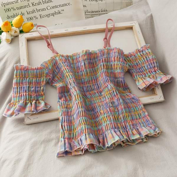 Bluză de damă multicoloră cu mâneci căzute