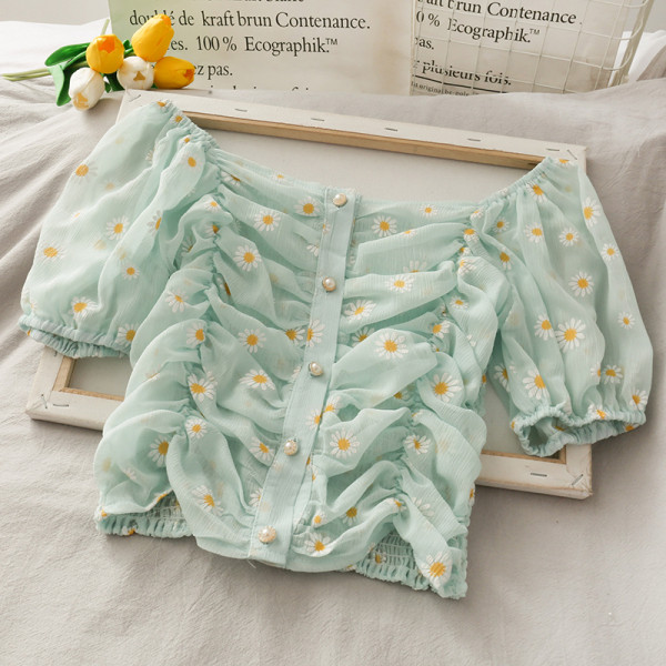 Cămașă modernă de damă cu perle și mâneci 3/4