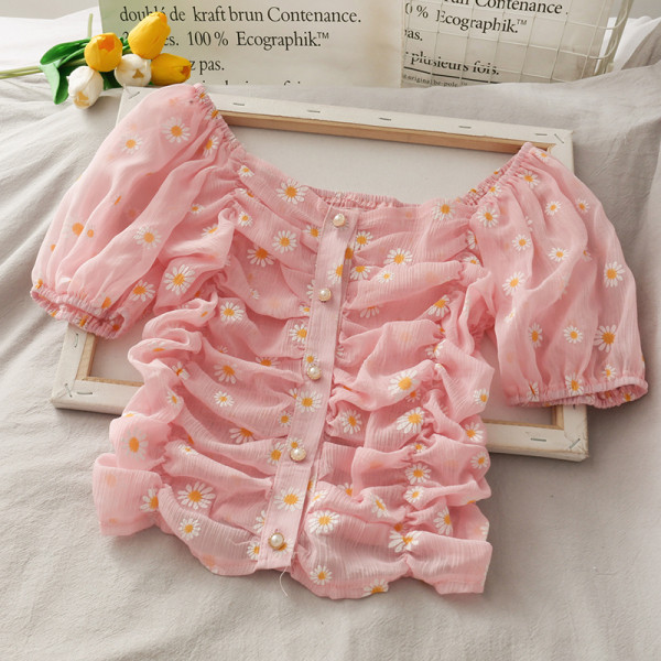 Cămașă modernă de damă cu perle și mâneci 3/4