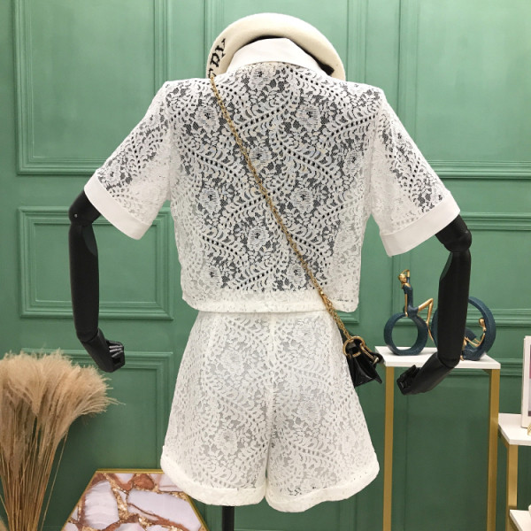 Sieviešu mežģīņu komplekts no divām daļām ar kabatām