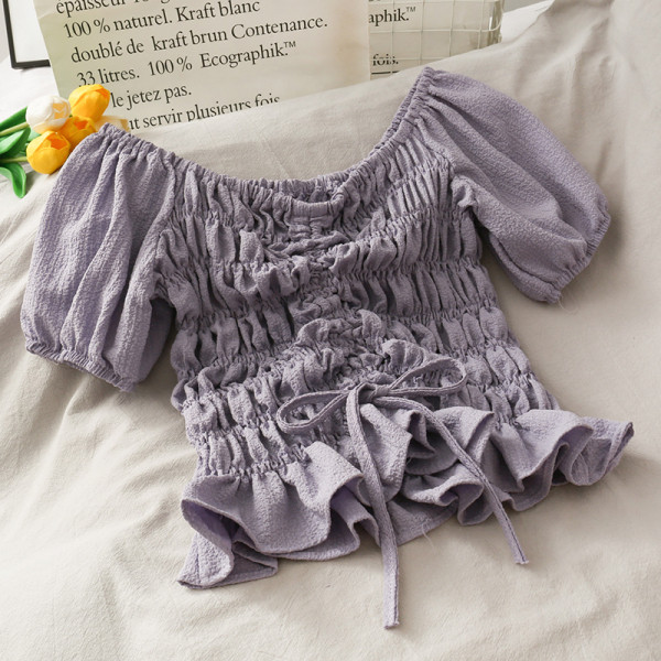 Bluză de damă cu legături și mâneci bufante