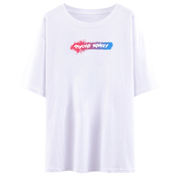 Női póló ovális nyakkivágással, színes felirattal