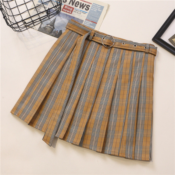 Fusta scurta plisata cu centura si linie A